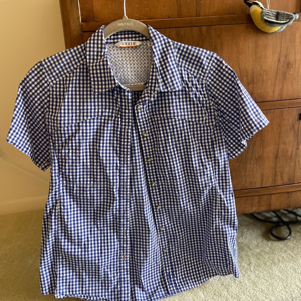 Orvis | Women’s Dusty Blue Checked Short-Sleeve Button Down River Guide Shirt